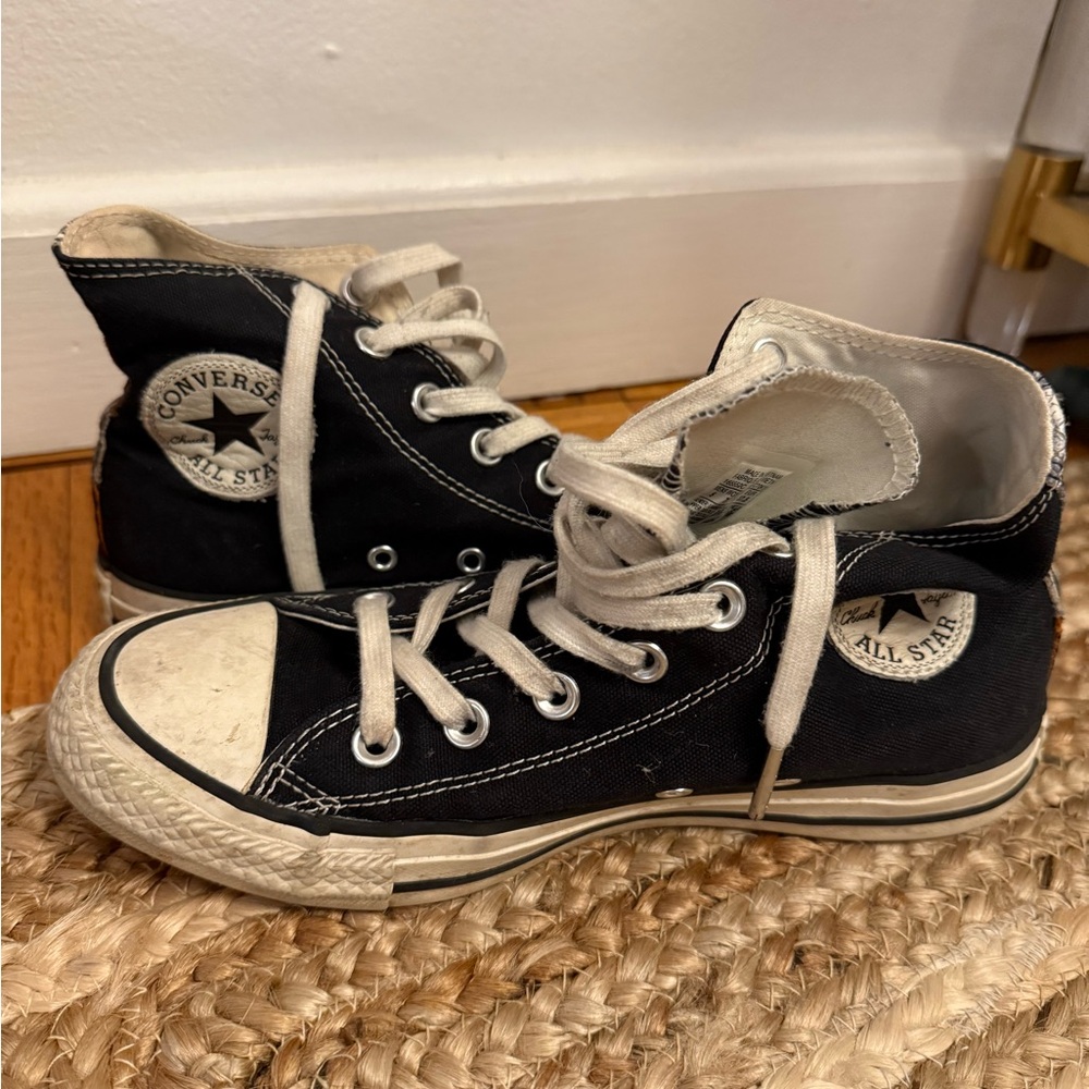 Converse Black and White High-Top Sneakers - Picture 6 of 7